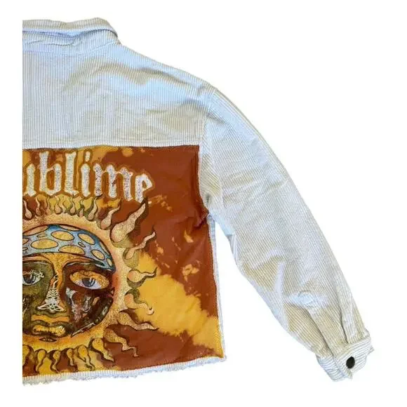 SUBLIME Punk Rock Ska 90s Upcycled Retro Vintage Corduroy Crop Jacket Size Small - Picture 9 of 12